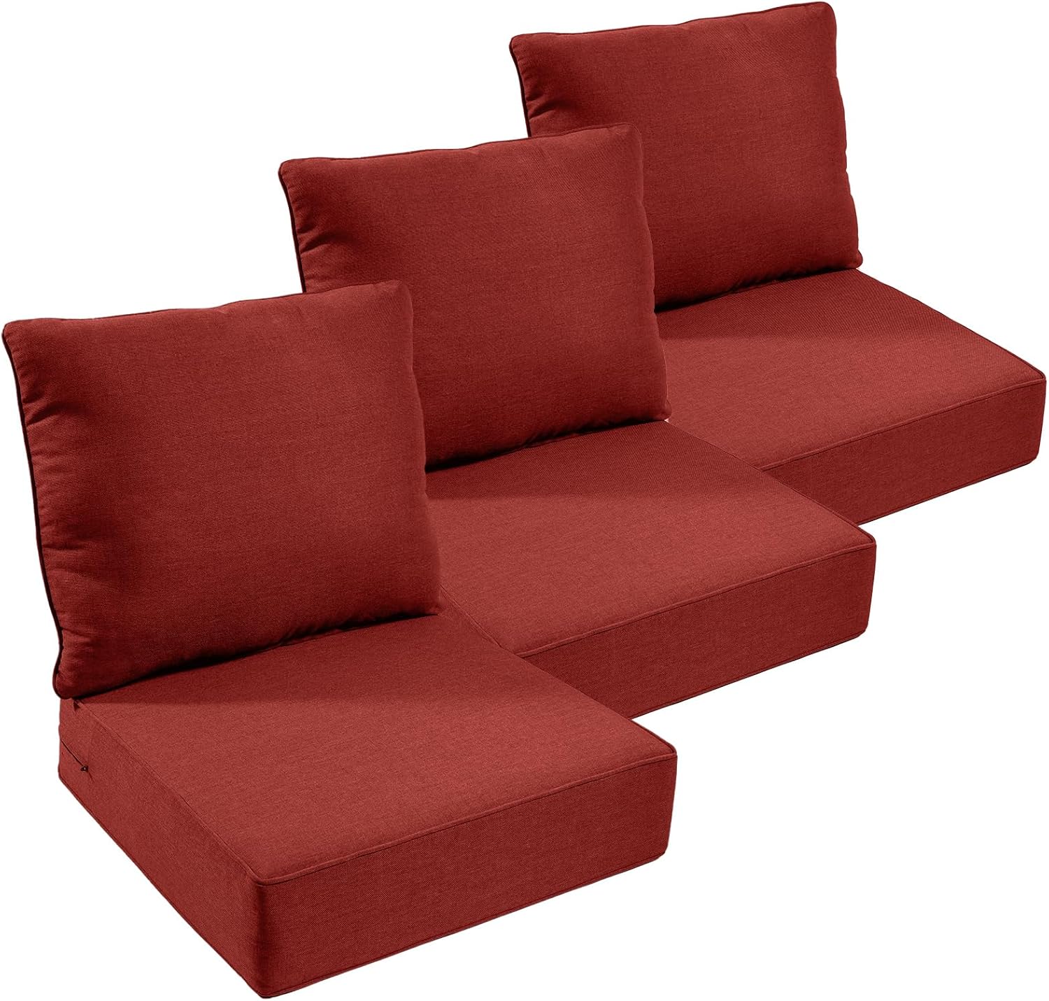 Outdoor Chair Cushions Set of 3, Waterproof 24x24 Patio Chair Cushion, 6" Thickened Seat Cushion for Outdoor Furniture, Couch Cushion Replacement, Include 3 Back & 3 Seat Cushions, Thick/Beige