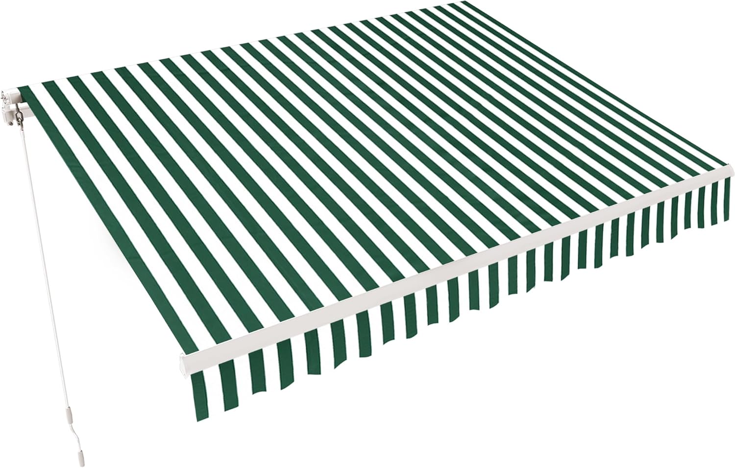 MCombo 9.9x7.8 Feet Manual Retractable Patio Door Window Awning Sunshade Shelter Outdoor Canopy,0810 (Green with White Stripes, 9.9'(L) x 7.8'(W))