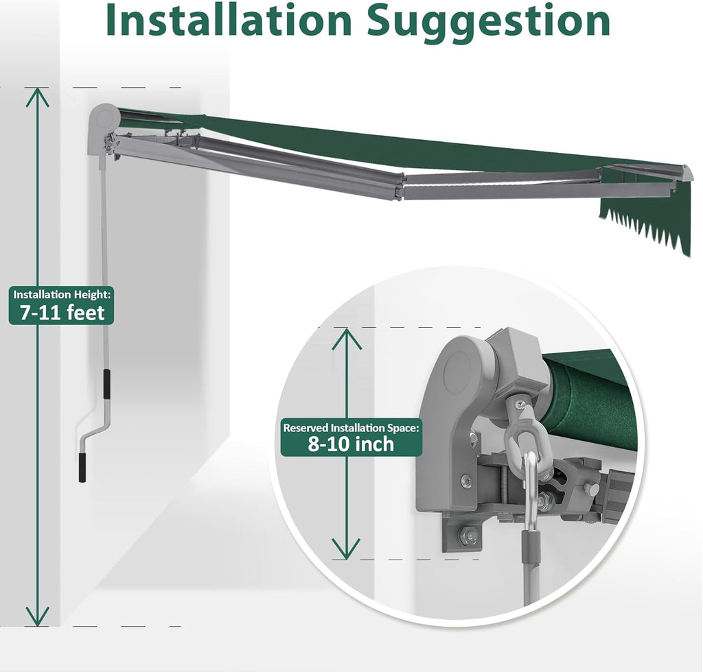 MCombo Patio Awning 8x7 Feet Sunshade Canopy for Manual Retractable Awnings, 4607 (Dark Green, 8x7ft)