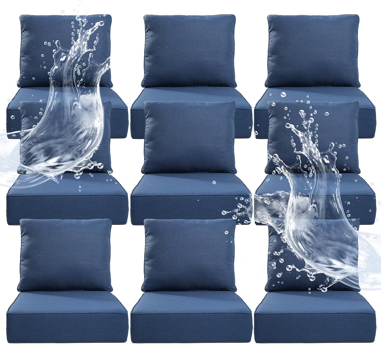 6" Thicker Outdoor Chair Cushion 5 Sets - 24" *24" *6" Waterproof Patio Furniture Cushions with Removable Cover, 28D High Density Sponge Filling Thicken Outdoor Patio Cushions - Beige