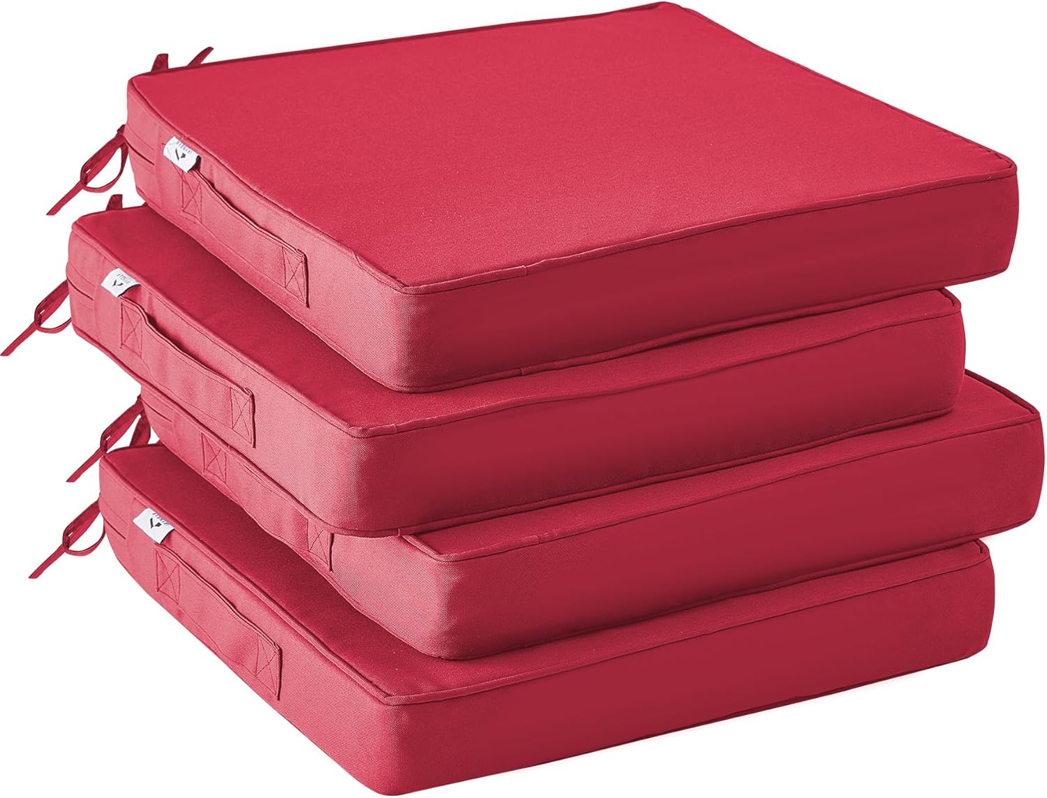 Outdoor Chair Cushions Set of 4 -Waterproof Outdoor Seat Cushions for Patio Furniture, Patio Chair Cushion with Handle and Ties, Square Out Door Chair Pads,19" x 19" x 3", Navy Blue