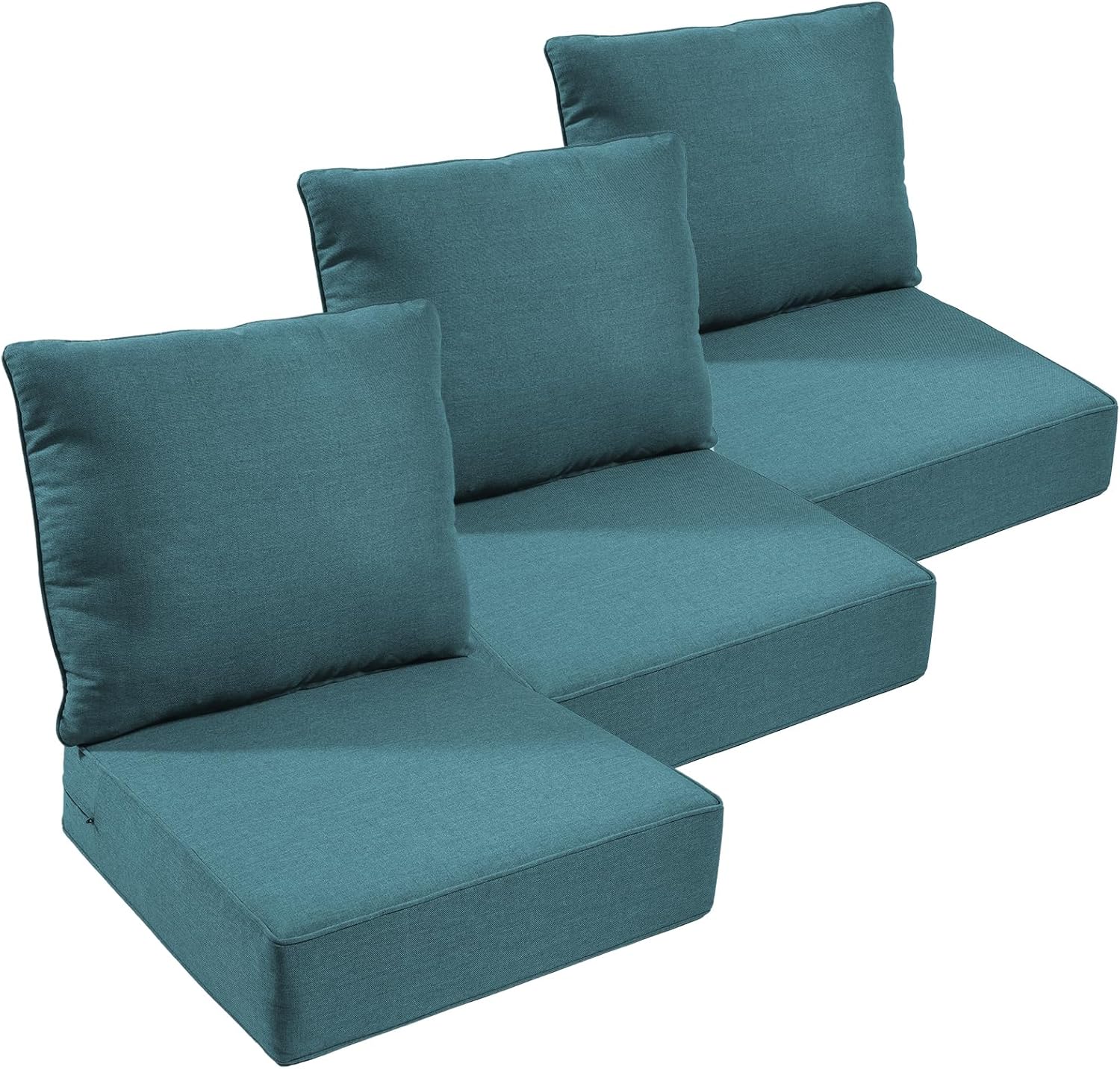 Outdoor Chair Cushions Set of 3, Waterproof 24x24 Patio Chair Cushion, 6" Thickened Seat Cushion for Outdoor Furniture, Couch Cushion Replacement, Include 3 Back & 3 Seat Cushions, Thick/Beige