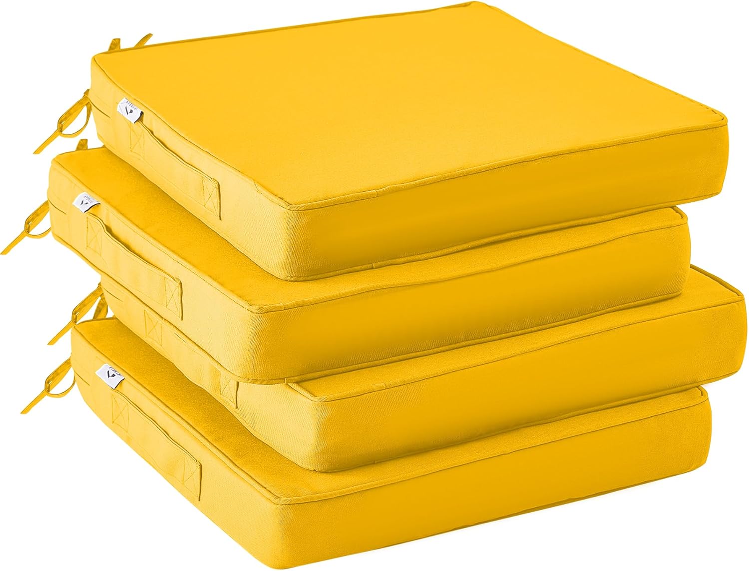 Outdoor Chair Cushions Set of 4 -Waterproof Outdoor Seat Cushions for Patio Furniture, Patio Chair Cushion with Handle and Ties, Square Out Door Chair Pads,19" x 19" x 3", Navy Blue