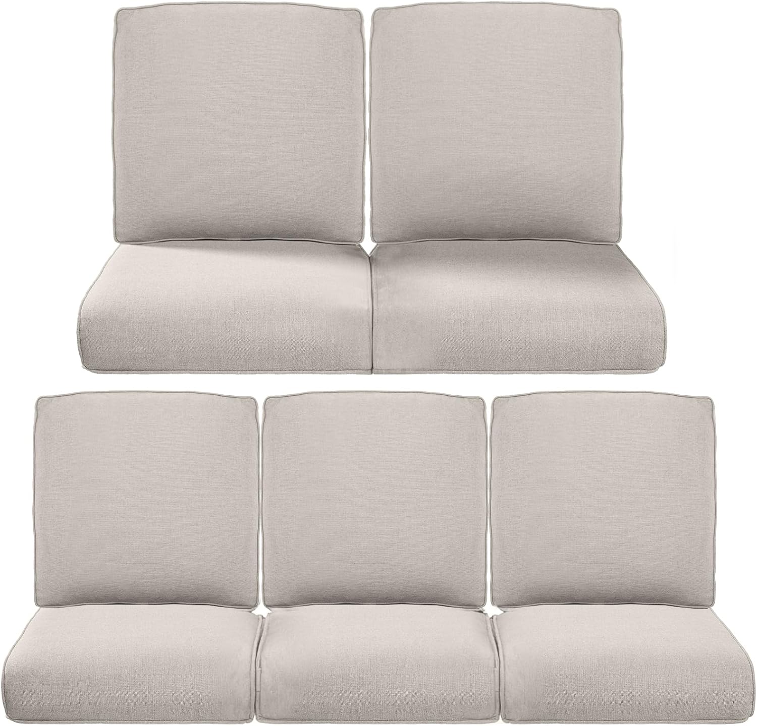 Luxury 24x24x6 Inch Outdoor Cushions for 5 Peice Patio Furniture Set - Set of 5 Water-Resistant Pillow for Dining Rocking Swivel Chairs Loveseat Couch Sectional Sofa - Beige