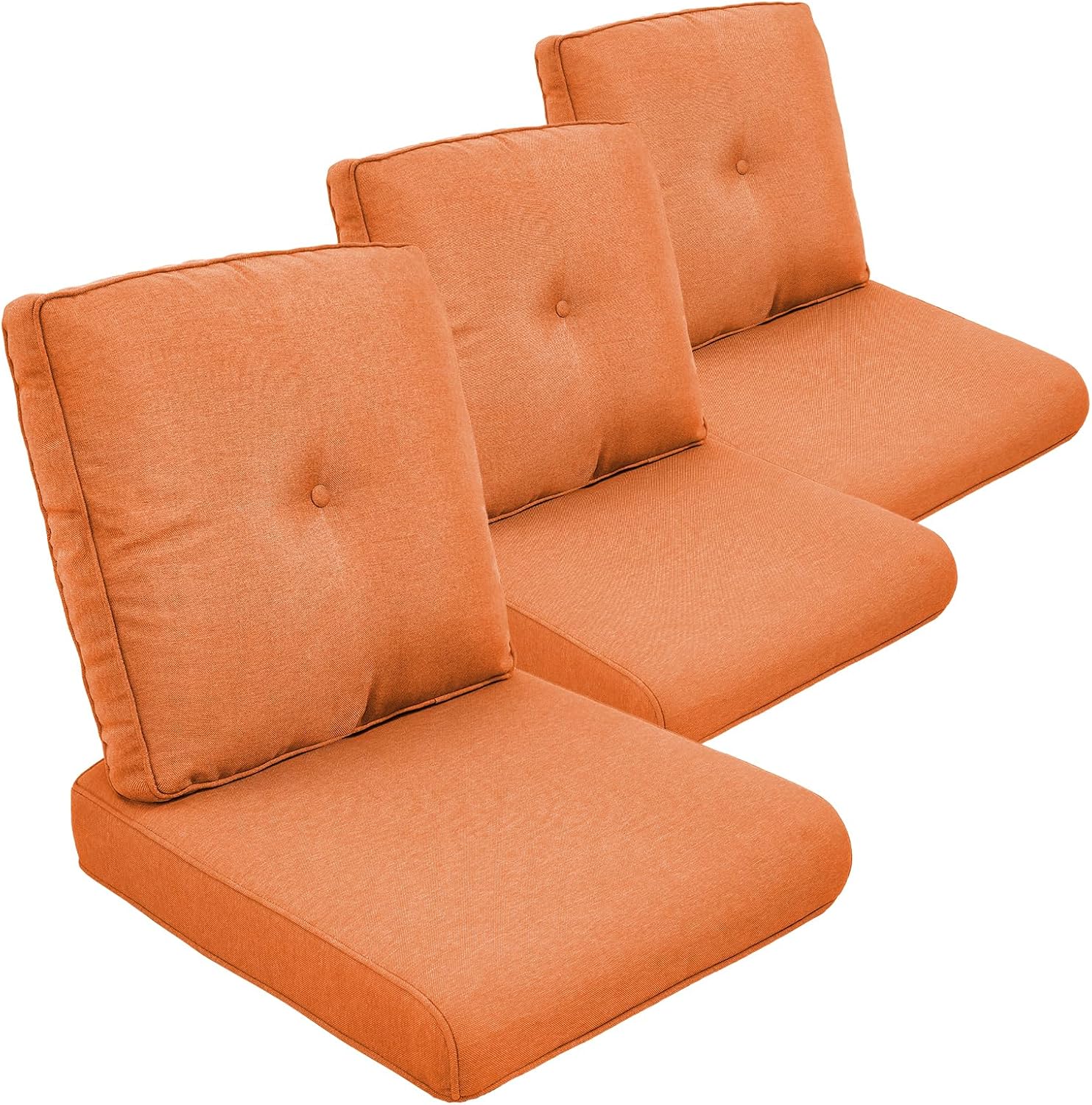 Outdoor Chair Cushions Set of 3, Waterproof 24x24 Patio Chair Cushion, 6" Thickened Seat Cushion for Outdoor Furniture, Couch Cushion Replacement, Include 3 Back & 3 Seat Cushions, Thick/Beige