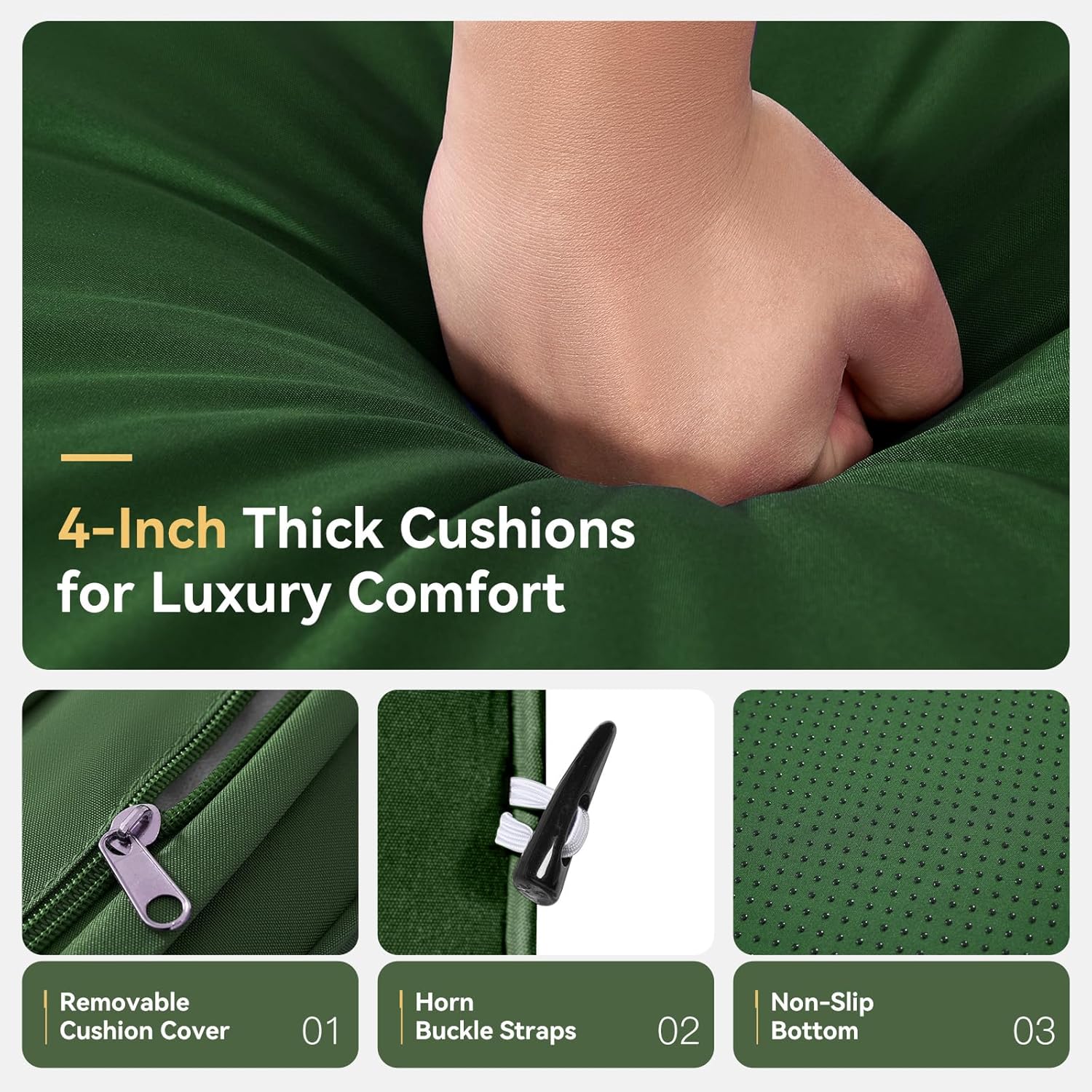 Aoxun Outdoor Replacement Cushions for Patio Furniture, Waterproof Sofa Cushion for 6-Seat Rattan Wicker Sectional Patio Conversation Sets, 14-Piece Cushions Set for L-Shape Couch, Green | Breathable Fabirc, Non-slip Bottom, Removable Cover, Bullhorn Butt