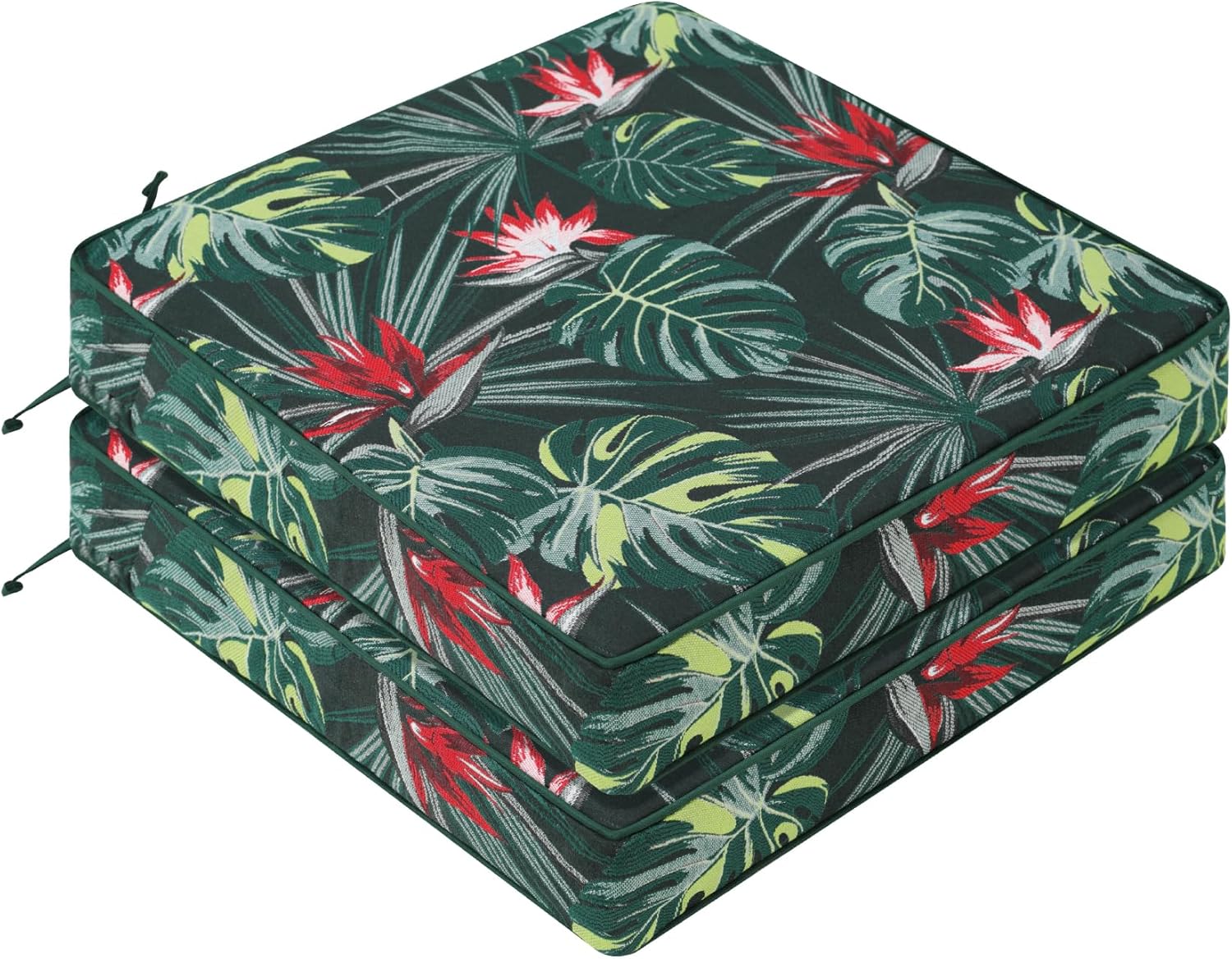 Favoyard Patio Chair Cushions 19 x 19 x 3 Inch Waterproof Outdoor Seat Cushions for Patio Furniture 3-Year Color Fastness Garden Sofa Couch Chair Pads with Handle & Adjustable Straps Set of 2, Beige