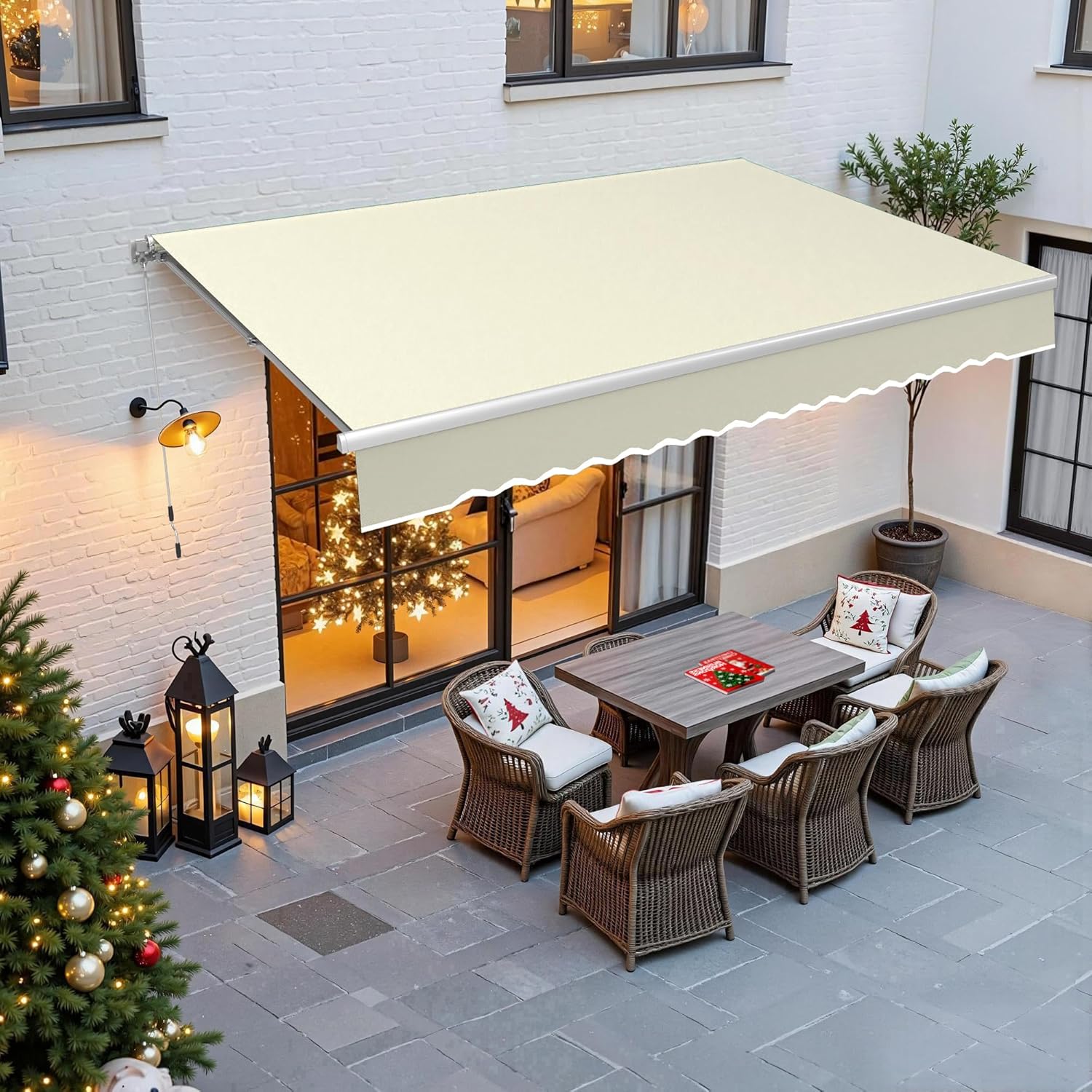 MCombo Patio Awning 10x8 Feet Sunshade Canopy for Manual Retractable Awnings, 4627 (Beige, 10x8ft)