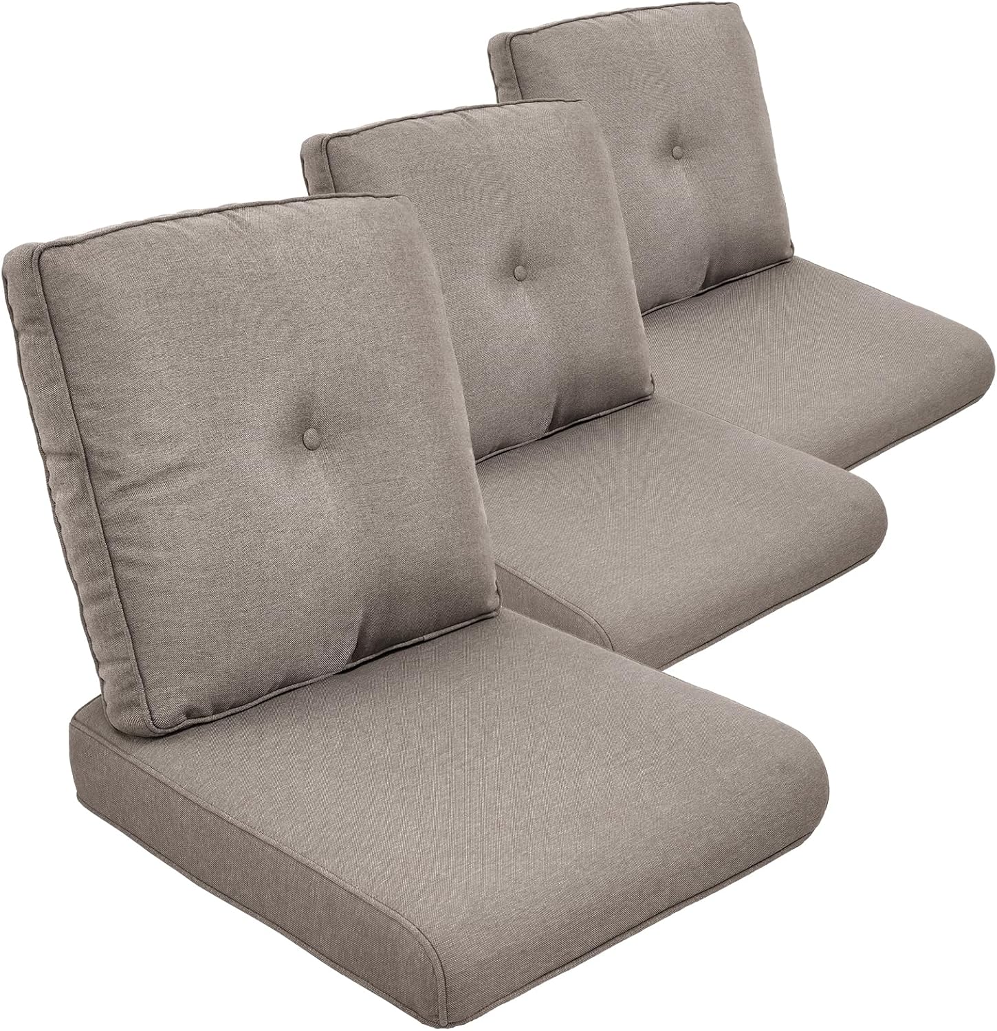Outdoor Chair Cushions Set of 3, Waterproof 24x24 Patio Chair Cushion, 6" Thickened Seat Cushion for Outdoor Furniture, Couch Cushion Replacement, Include 3 Back & 3 Seat Cushions, Thick/Beige