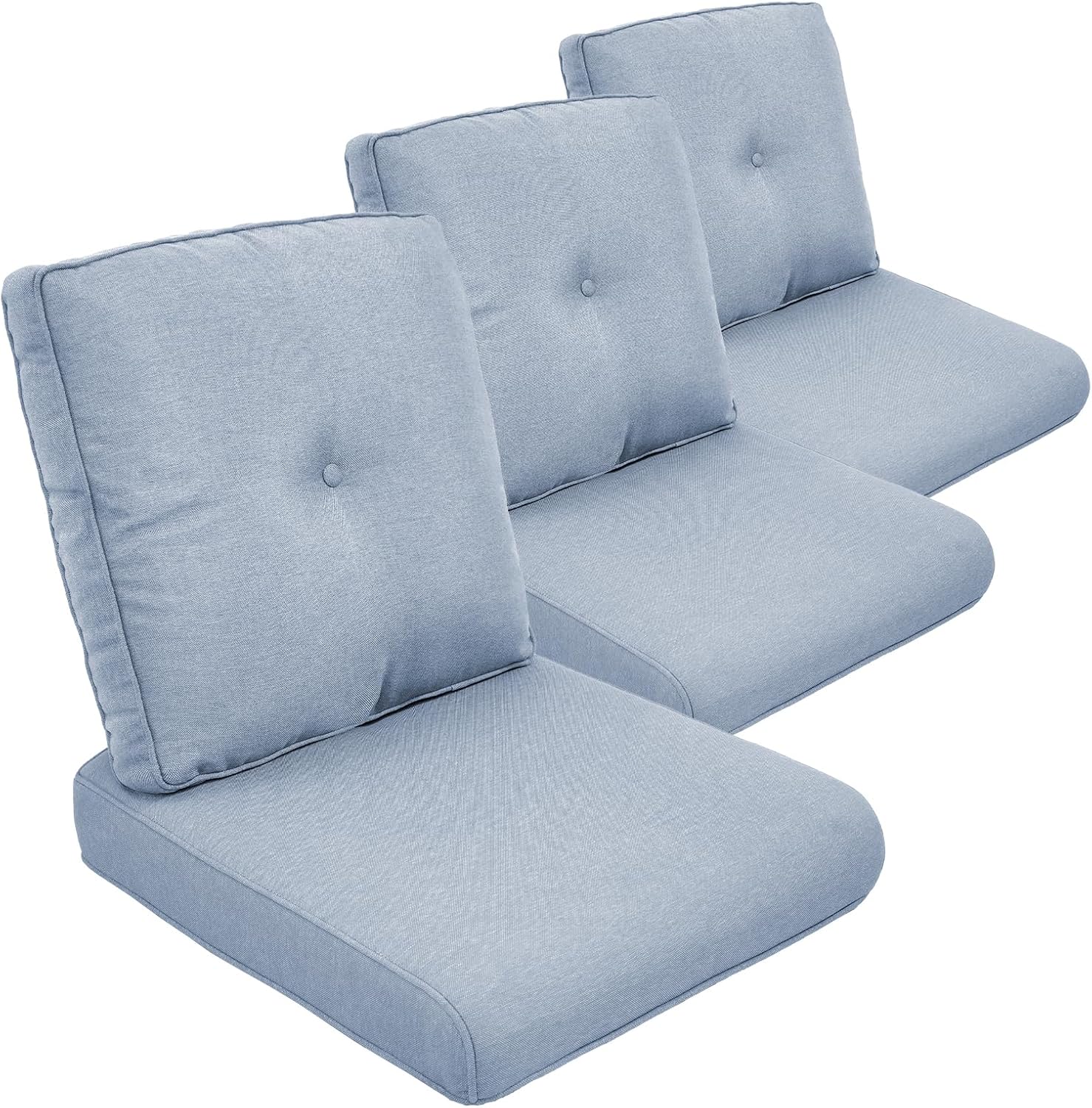 Outdoor Chair Cushions Set of 3, Waterproof 24x24 Patio Chair Cushion, 6" Thickened Seat Cushion for Outdoor Furniture, Couch Cushion Replacement, Include 3 Back & 3 Seat Cushions, Thick/Beige