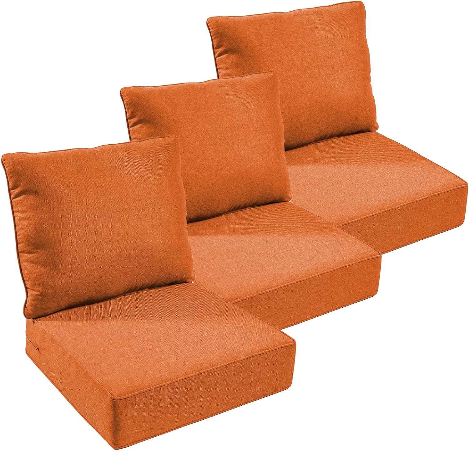 Outdoor Chair Cushions Set of 3, Waterproof 24x24 Patio Chair Cushion, 6" Thickened Seat Cushion for Outdoor Furniture, Couch Cushion Replacement, Include 3 Back & 3 Seat Cushions, Thick/Beige