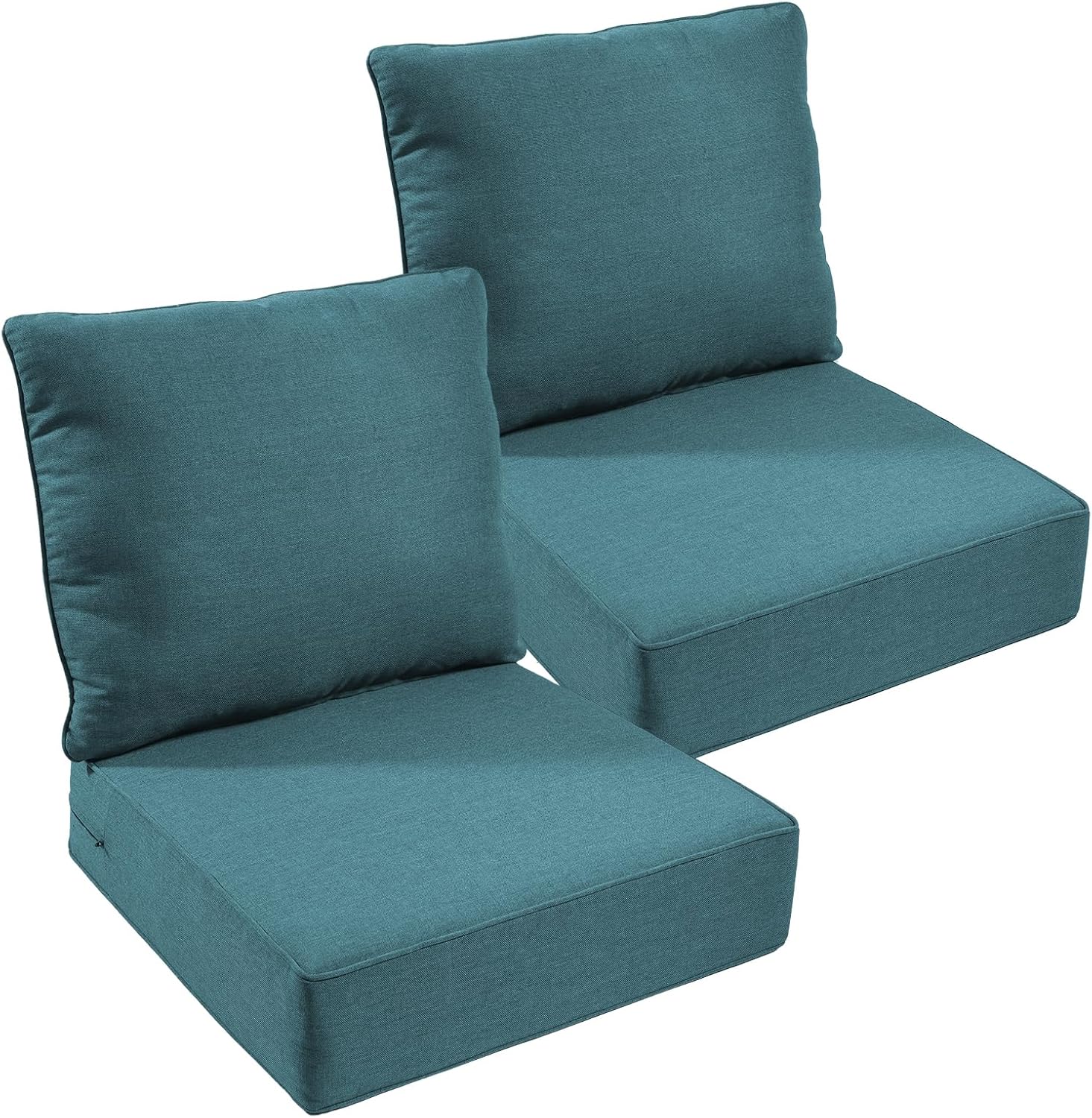 Outdoor Chair Cushions Set of 3, Waterproof 24x24 Patio Chair Cushion, 6" Thickened Seat Cushion for Outdoor Furniture, Couch Cushion Replacement, Include 3 Back & 3 Seat Cushions, Thick/Beige