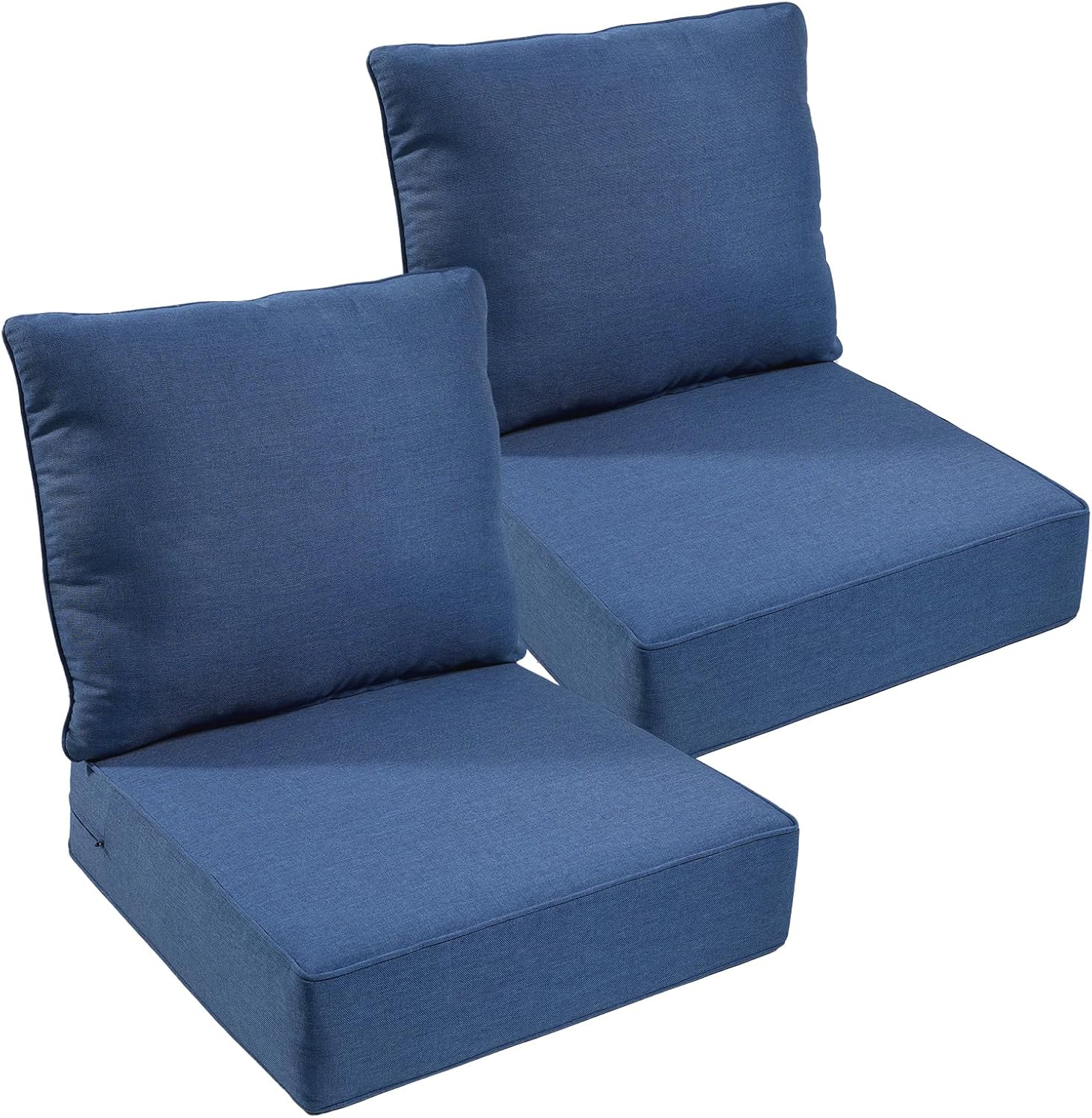 Outdoor Chair Cushions Set of 3, Waterproof 24x24 Patio Chair Cushion, 6" Thickened Seat Cushion for Outdoor Furniture, Couch Cushion Replacement, Include 3 Back & 3 Seat Cushions, Thick/Beige