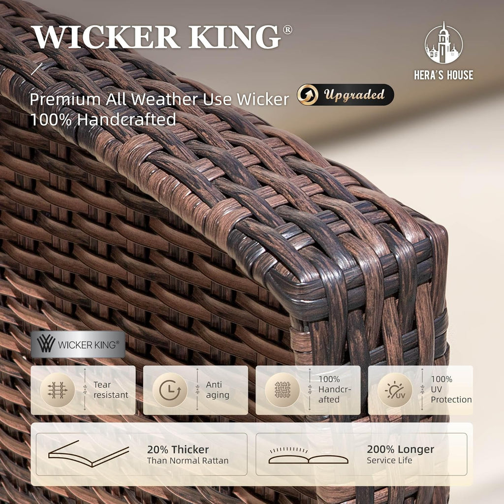 HERA'S HOUSE Patio Furniture Set with Swivel Chairs, High Back Outdoor Wicker Furniture with 5.5" Thick Cushions, Outside Conversation Sofa Sets for Backyard Deck Lawn, Beige