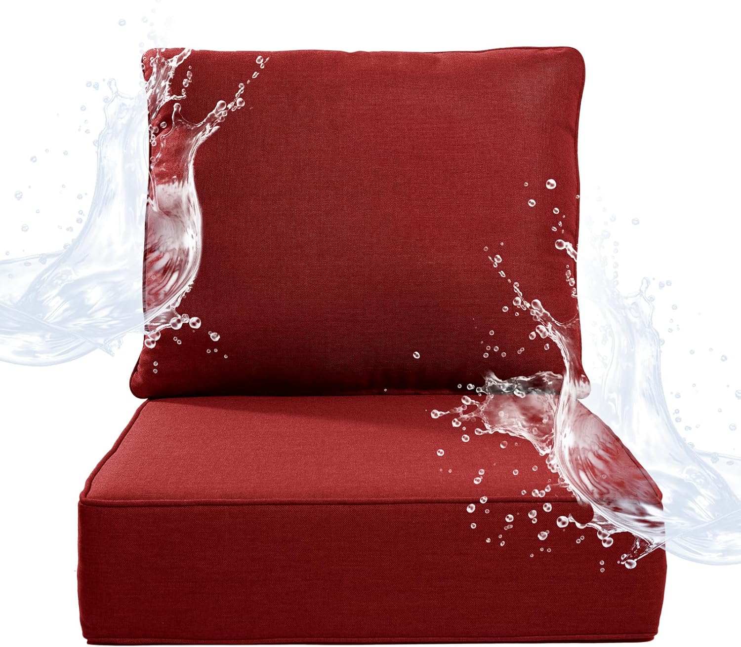 6" Thicker Outdoor Chair Cushion 2 Sets - 24" *24" *6" Waterproof Patio Furniture Cushions with Removable Cover, 28D High Density Sponge Filling Thicken Outdoor Patio Cushions - Beige