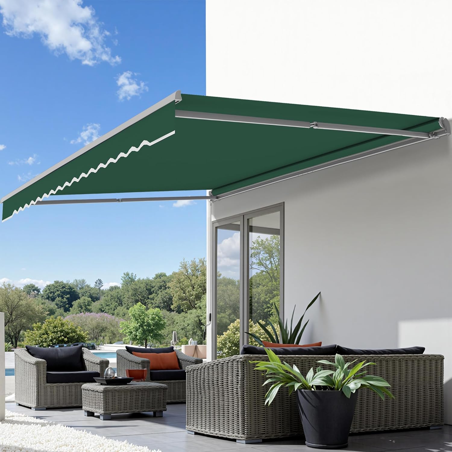 MCombo Patio Awning 8x7 Feet Sunshade Canopy for Manual Retractable Awnings, 4607 (Dark Green, 8x7ft)