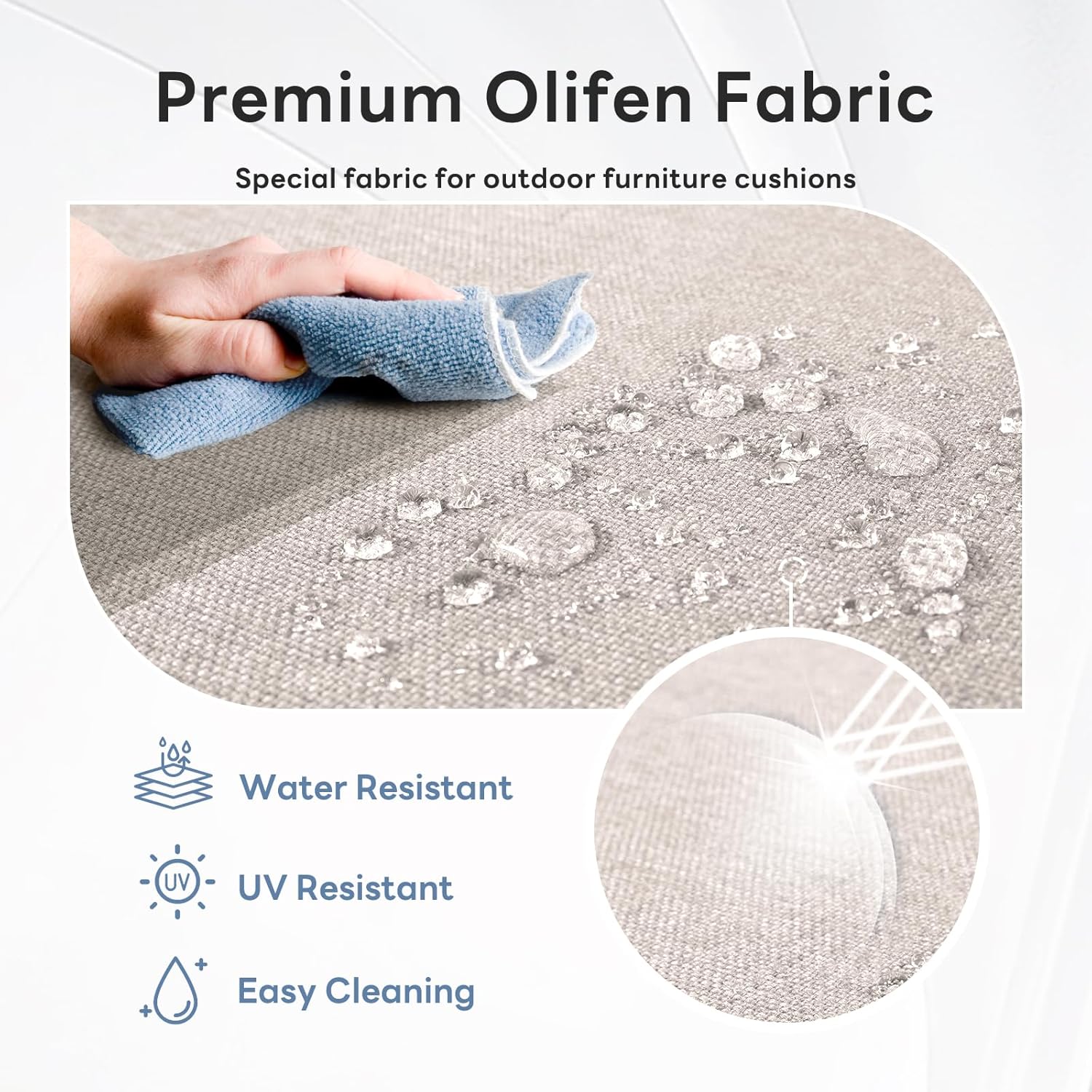 6" Thicker Outdoor Chair Cushion 5 Sets - 24" *24" *6" Waterproof Patio Furniture Cushions with Removable Cover, 28D High Density Sponge Filling Thicken Outdoor Patio Cushions - Beige