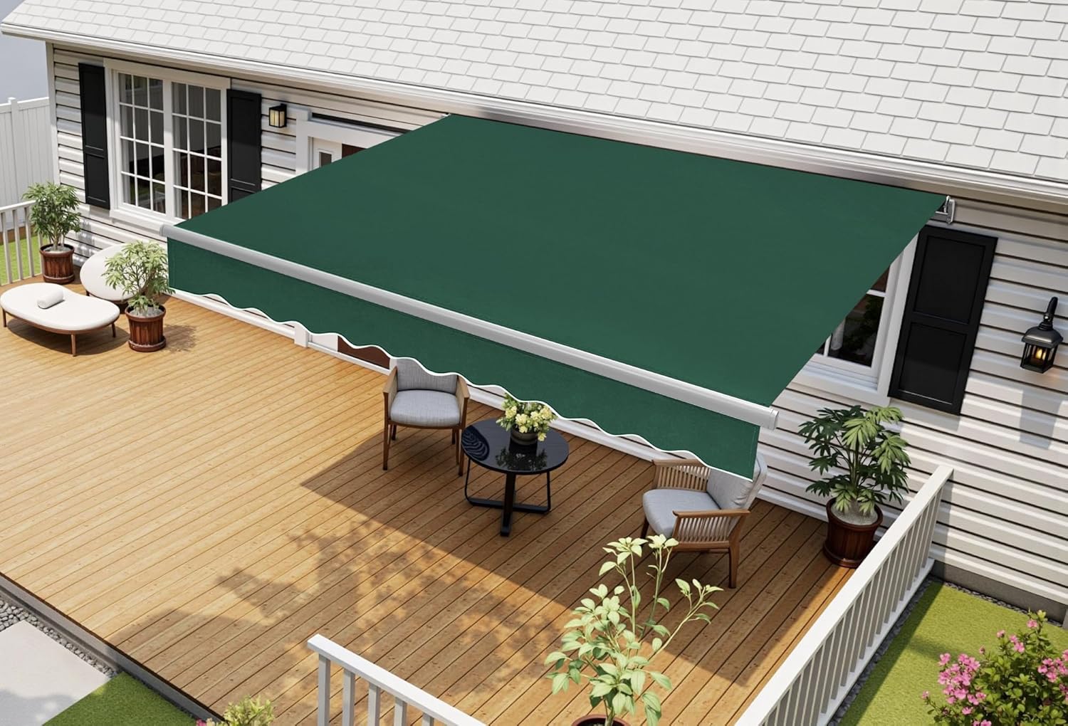 MCombo Patio Awning 8x7 Feet Sunshade Canopy for Manual Retractable Awnings, 4607 (Dark Green, 8x7ft)