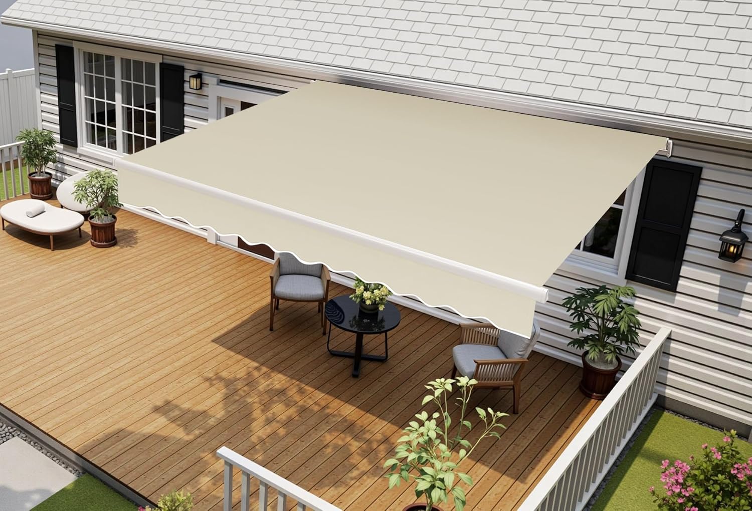 MCombo Patio Awning 10x8 Feet Sunshade Canopy for Manual Retractable Awnings, 4627 (Beige, 10x8ft)