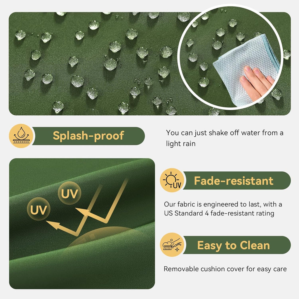 Aoxun Outdoor Replacement Cushions for Patio Furniture, Waterproof Sofa Cushion for 6-Seat Rattan Wicker Sectional Patio Conversation Sets, 14-Piece Cushions Set for L-Shape Couch, Green | Breathable Fabirc, Non-slip Bottom, Removable Cover, Bullhorn Butt