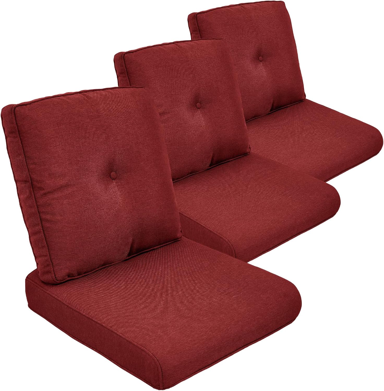 Outdoor Chair Cushions Set of 3, Waterproof 24x24 Patio Chair Cushion, 6" Thickened Seat Cushion for Outdoor Furniture, Couch Cushion Replacement, Include 3 Back & 3 Seat Cushions, Thick/Beige