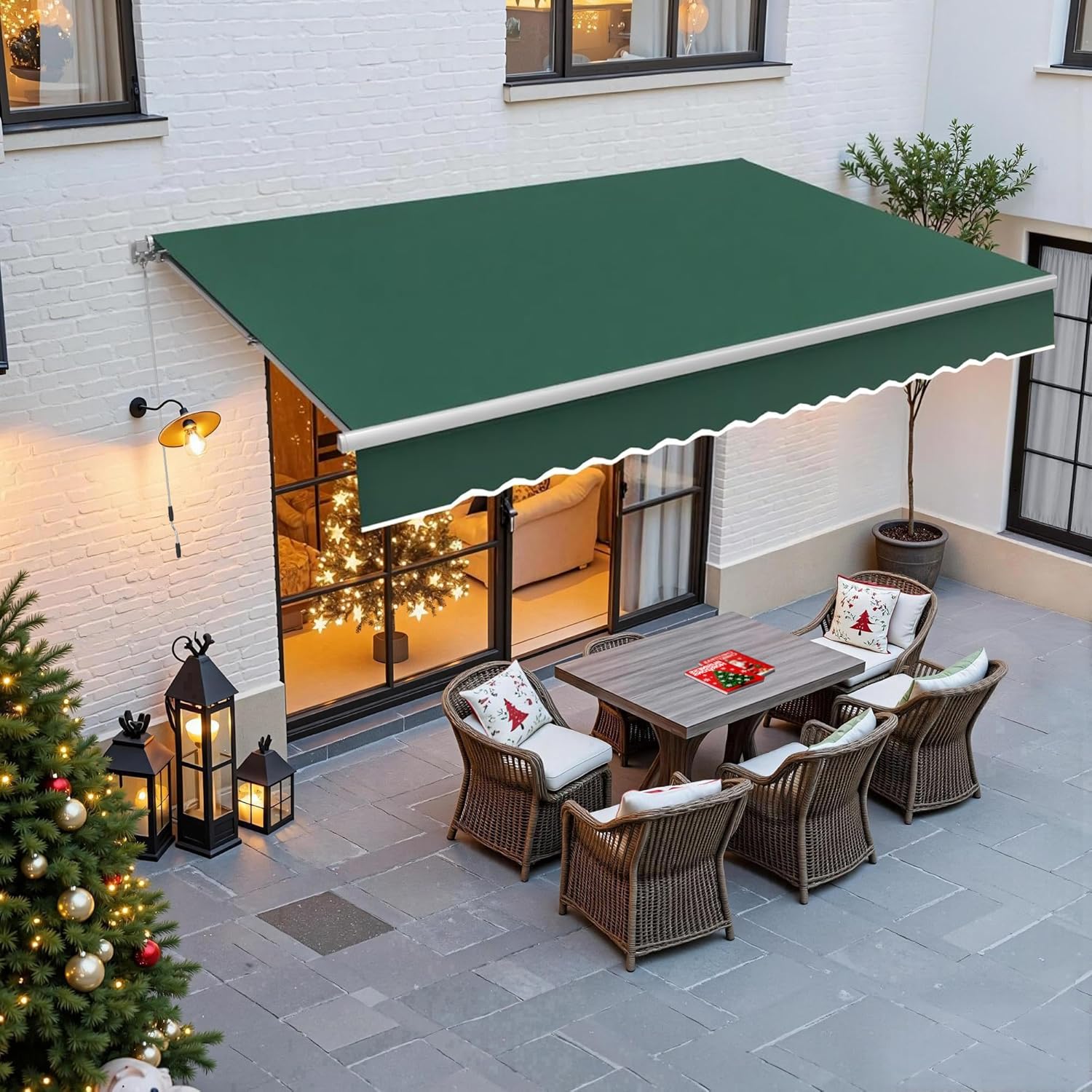 MCombo Patio Awning 8x7 Feet Sunshade Canopy for Manual Retractable Awnings, 4607 (Dark Green, 8x7ft)