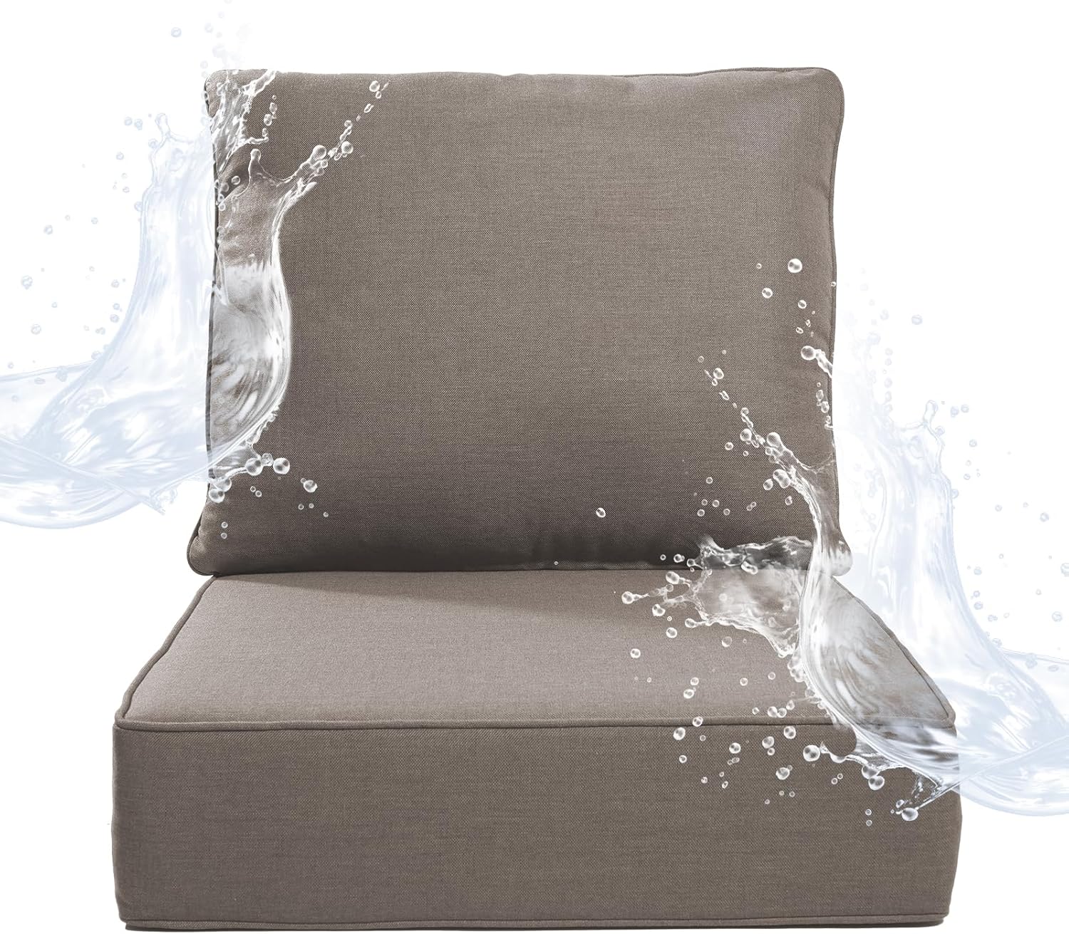 6" Thicker Outdoor Chair Cushion 5 Sets - 24" *24" *6" Waterproof Patio Furniture Cushions with Removable Cover, 28D High Density Sponge Filling Thicken Outdoor Patio Cushions - Beige