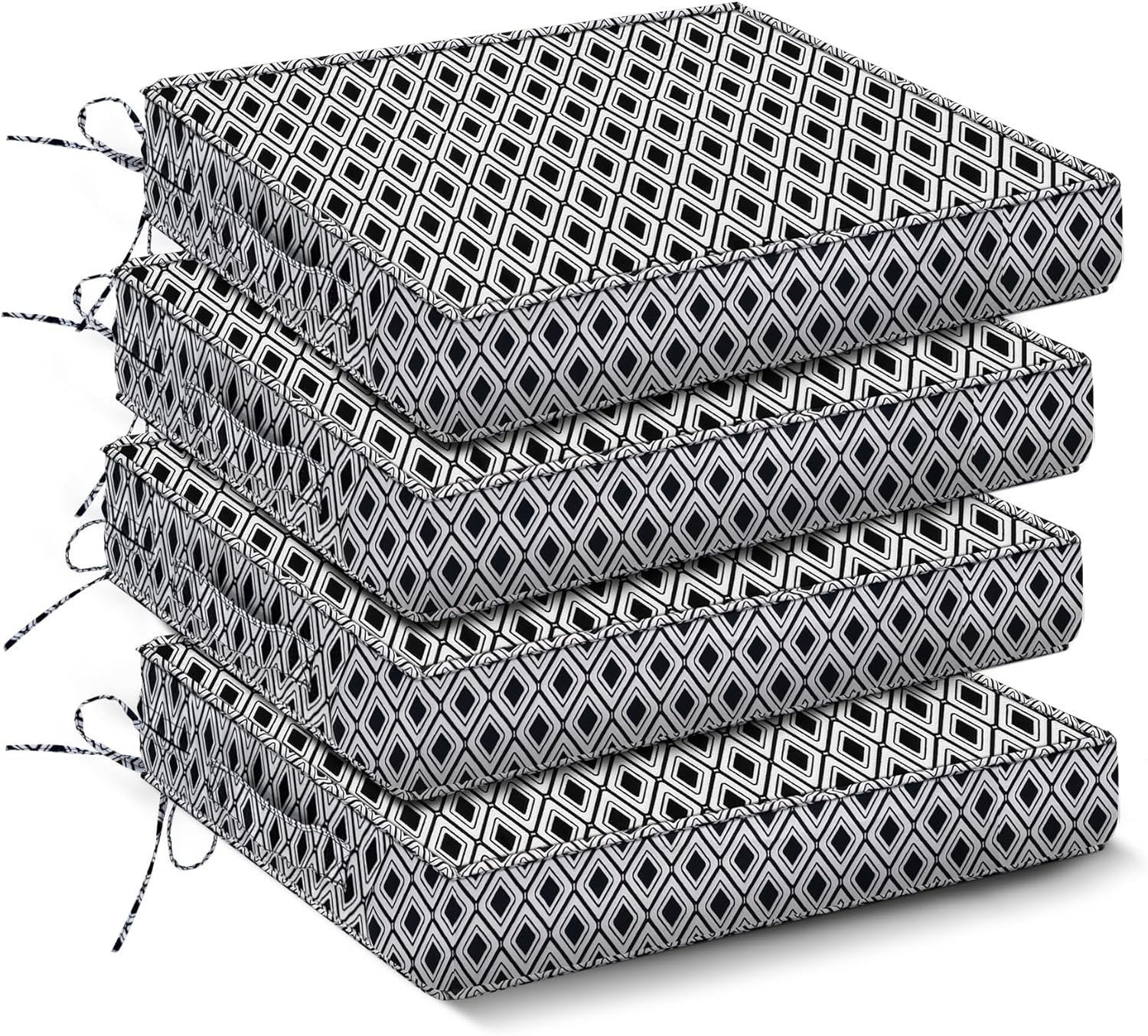 Outdoor Chair Cushions Set of 4 -Waterproof Outdoor Seat Cushions for Patio Furniture, Patio Chair Cushion with Handle and Ties, Square Out Door Chair Pads,19" x 19" x 3", Navy Blue